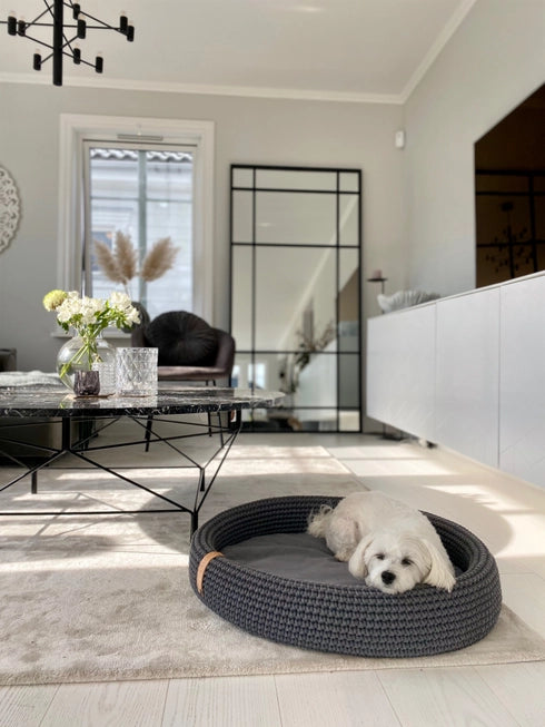 Lukko Handwoven Dog Bed – Oval Cotton Rope Bed with Removable Cushion (Made in Poland)