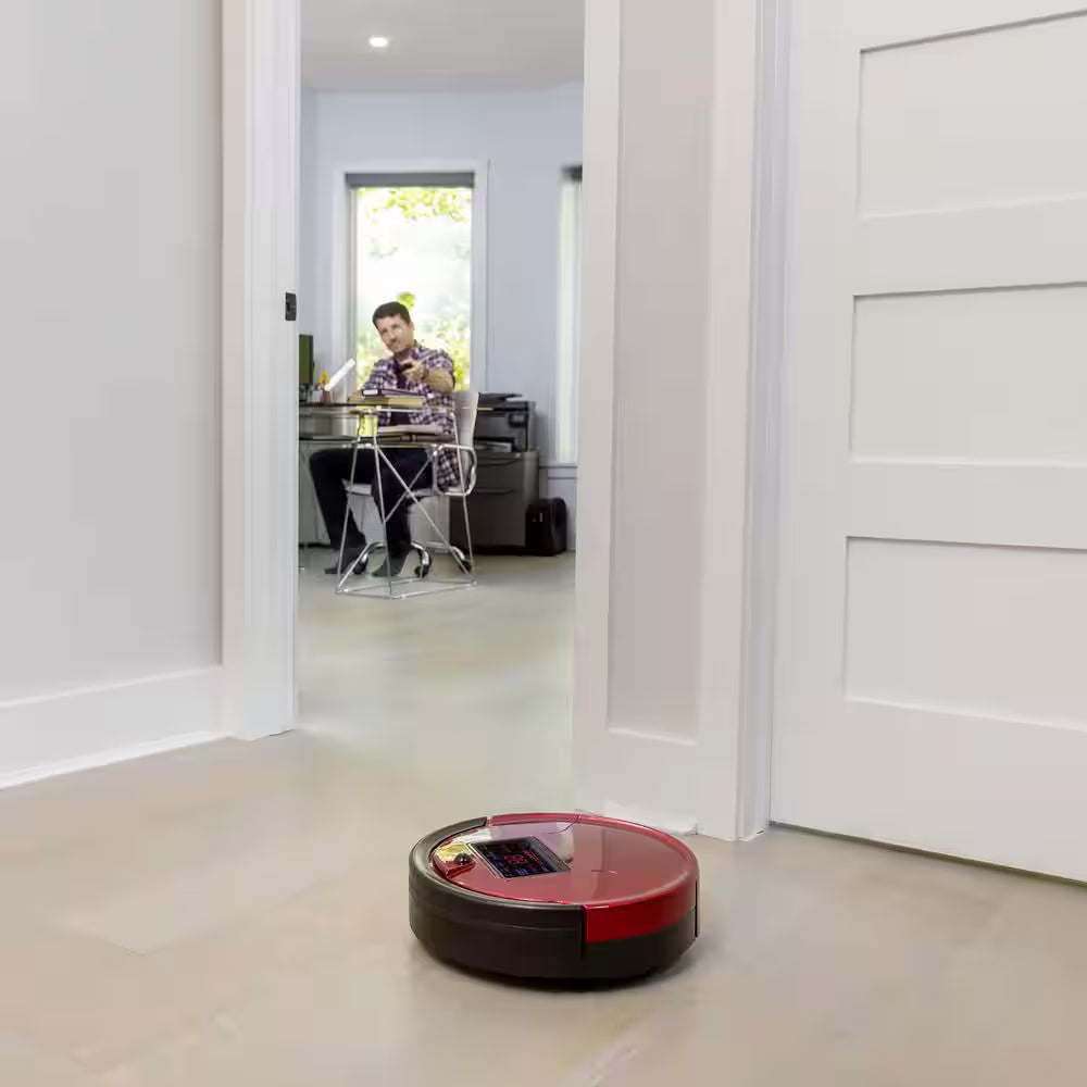 Pethair Robotic Vacuum Cleaner and Mop with Auto Recharging Station, Large Dustbin, Stair & Obstacle Detection in Rouge
