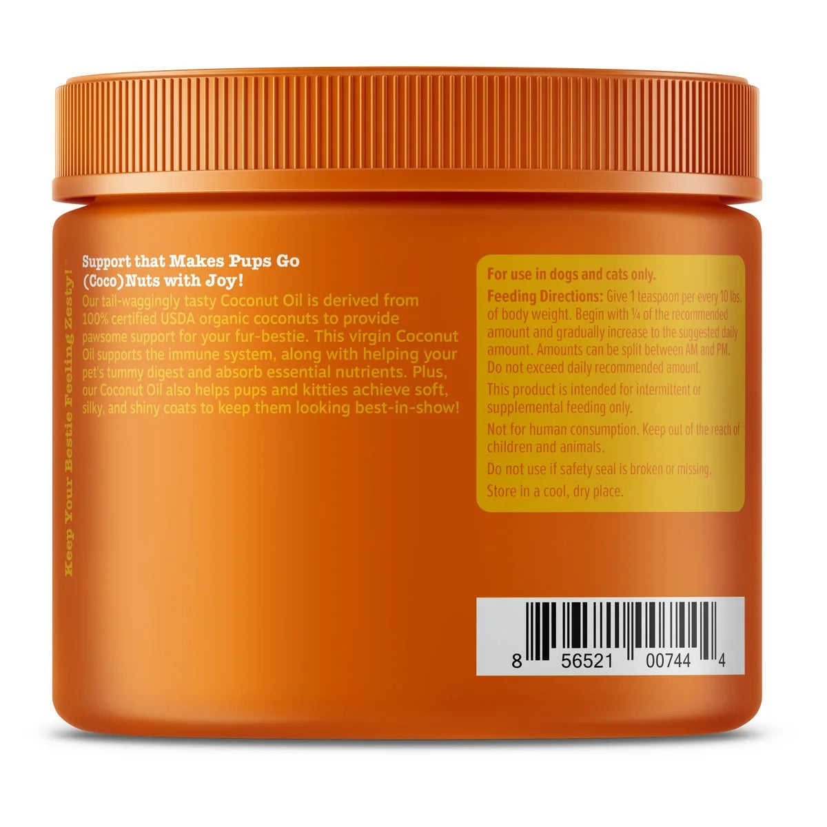 Organic Coconut Oil for Dogs & Cats, 16Oz Jar