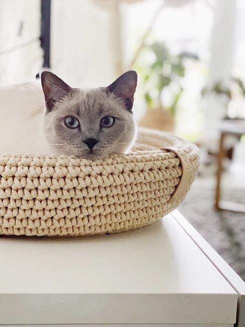 Coco Handwoven Dog & Cat Bed β Ultra-Cozy Cotton Basket with Pillow Base