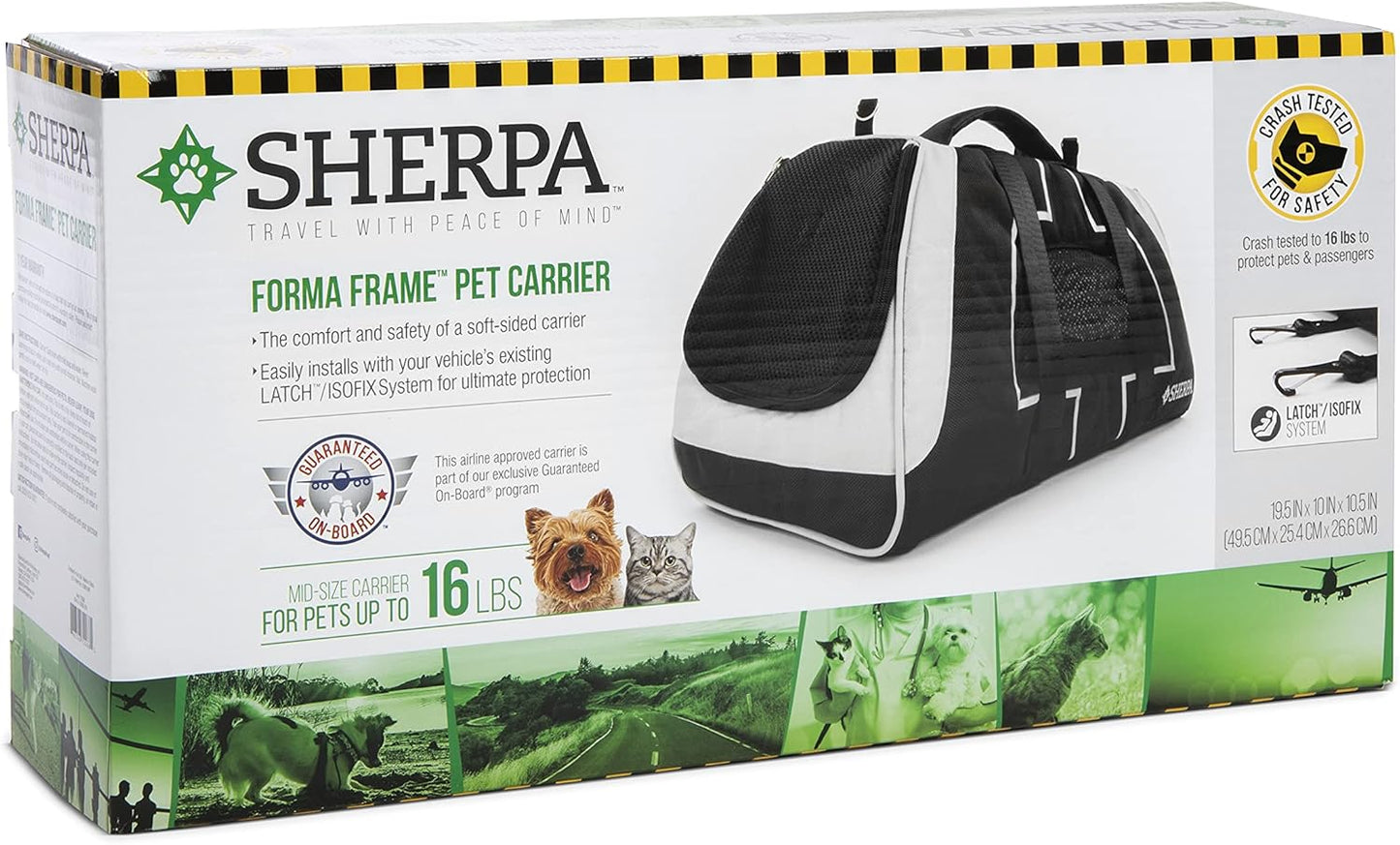 Forma Frame Crash-Tested Travel Pet Carrier, Airline Approved & Guaranteed on Board - Black, Medium