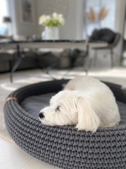 Lukko Handwoven Dog Bed – Oval Cotton Rope Bed with Removable Cushion (Made in Poland)