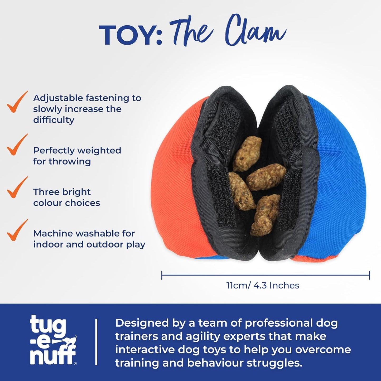 the Clam | Compact Dog Treat Dispenser Toy with Clever Opening Mechanism | Ideal for Interactive Dog Training | Pocket-Friendly and Size 4.5 Inches