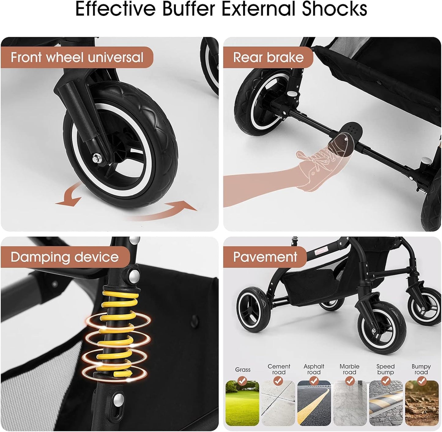 3-In-1 Pet Strollers for Small Medium Dogs Cat with Detachable Carrier Foldable Travel Pet Gear Stroller (Black)