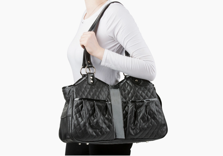 Metro Luxe Quilted Pet Carrier – Large Travel Bag in Black