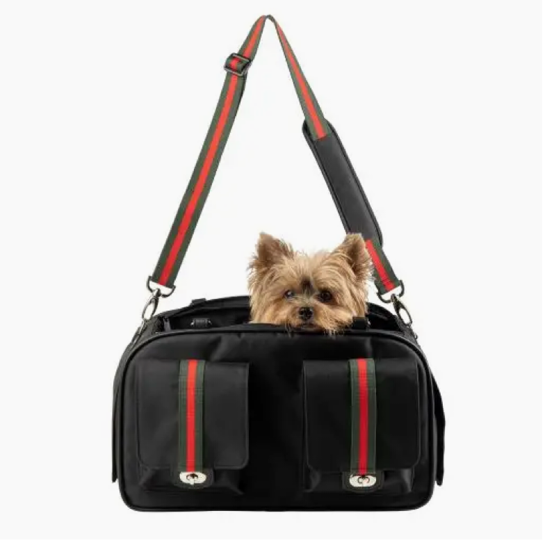 Marlee 2 Luxe Pet Carrier β Black with Classic Stripe