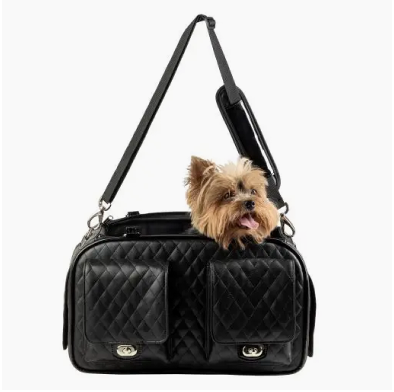 Marlee 2 Quilted Luxe Pet Carrier – Black Convertible Travel Bag
