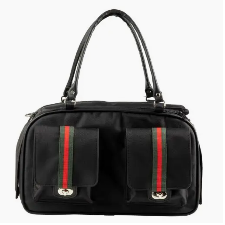Marlee 2 Luxe Pet Carrier β Black with Classic Stripe