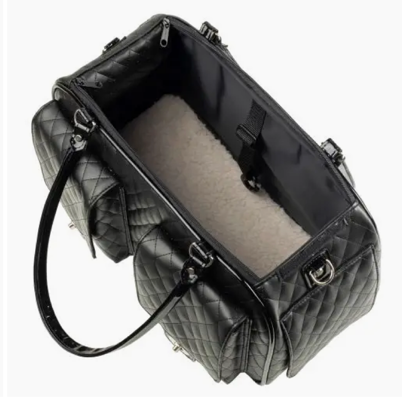 Marlee 2 Quilted Luxe Pet Carrier – Black Convertible Travel Bag