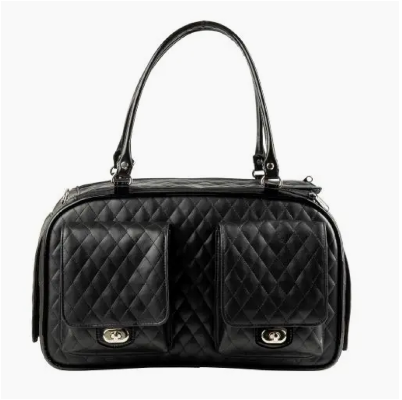 Marlee 2 Quilted Luxe Pet Carrier – Black Convertible Travel Bag