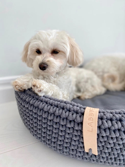 Lukko Handwoven Dog Bed – Oval Cotton Rope Bed with Removable Cushion (Made in Poland)
