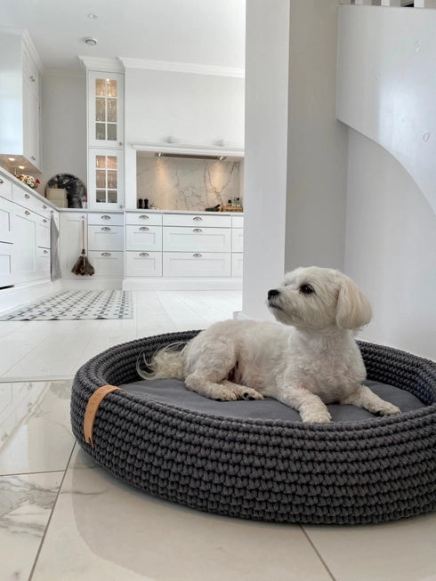 Lukko Handwoven Dog Bed – Oval Cotton Rope Bed with Removable Cushion (Made in Poland)