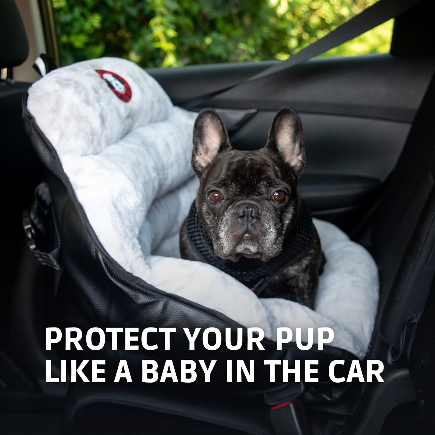 Dog Car Seats for Small and Medium Dogs | Crash-Tested Dog Bed for Cars | Compatible with Seat Belt Harness | Ideal for Dogs up to 30Lbs | Soft and Safe (Snow Leopard)