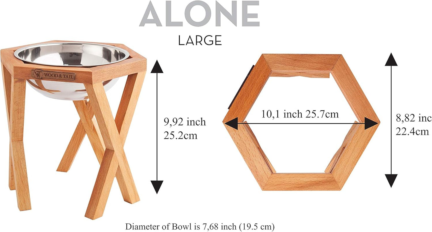 Dog Food Bowls with Stand, Elevated Dog and Cat Stand, Premium Raised Food and Water Stand with Stainless Steel Bowl (Single Bowl Medium (9,9" Tall)