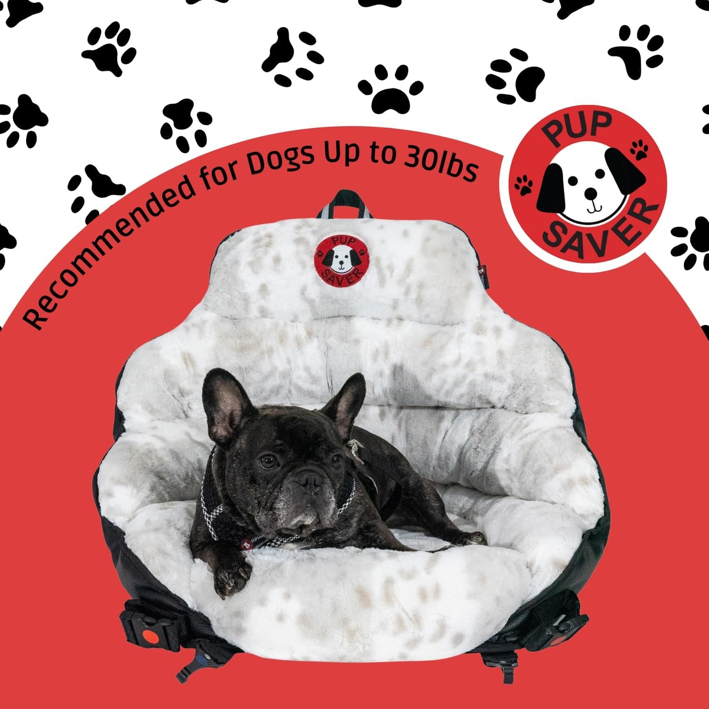 Dog Car Seats for Small and Medium Dogs | Crash-Tested Dog Bed for Cars | Compatible with Seat Belt Harness | Ideal for Dogs up to 30Lbs | Soft and Safe (Snow Leopard)