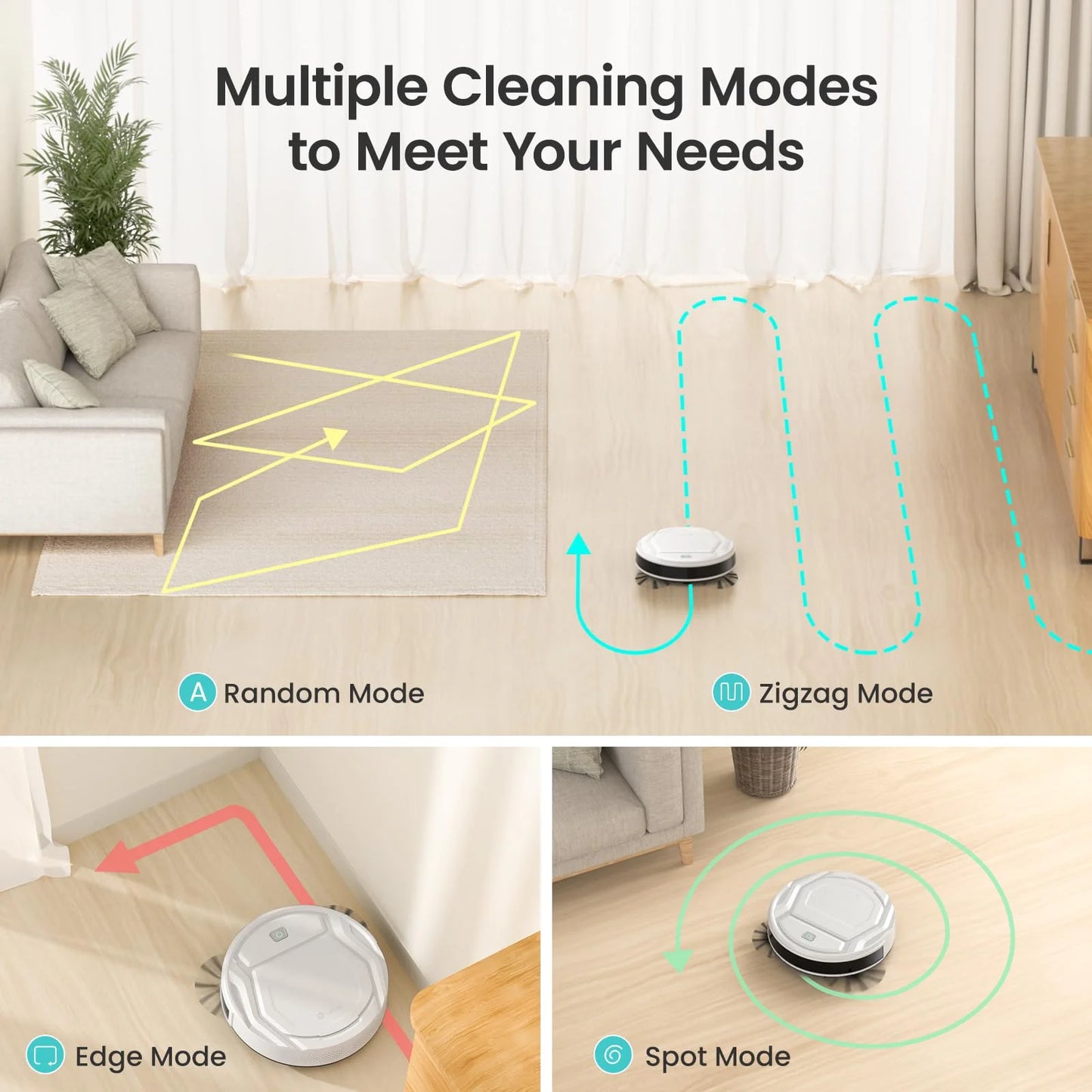 Robot Vacuum Cleaner, 2 in 1 Robot Vacuum and Mop, Wifi/Alexa/App Control, Self-Charging Robotic Vacuum with Schedule, Ideal for Pet Hair Carpets Hard Floors
