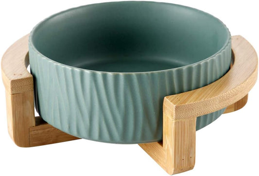 Ceramic Pet Bowls with Stand - Dog Cat Water Bowl Food Dish -Heavy Weighted & No Tip over Pet Comfort Feeding Bowls
