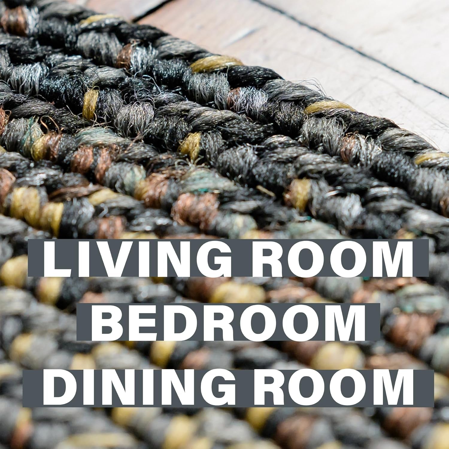 Black Forest Black and Gold Rug for Bedroom Aesthetic, Perfect for Country Style Rustic Decor - Soft, Flat, UV Treated, and Reversible - a Waterproof Indoor and Outdoor Rug 4X6 Feet
