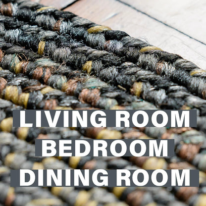 Black Forest Black and Gold Rug for Bedroom Aesthetic, Perfect for Country Style Rustic Decor - Soft, Flat, UV Treated, and Reversible - a Waterproof Indoor and Outdoor Rug 4X6 Feet
