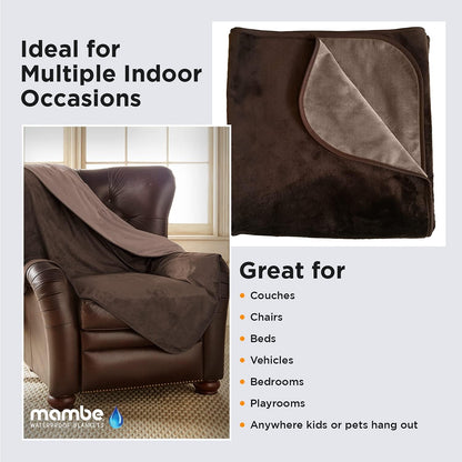 Silky Waterproof Throw for Protecting Furniture Bed Couch from Stains Caused by Dogs, Cats, Incontinence. Soft, Washable, Reversible (Size Small 2Pack 30X35 Inches, Color Chocolate/Cappuccino)