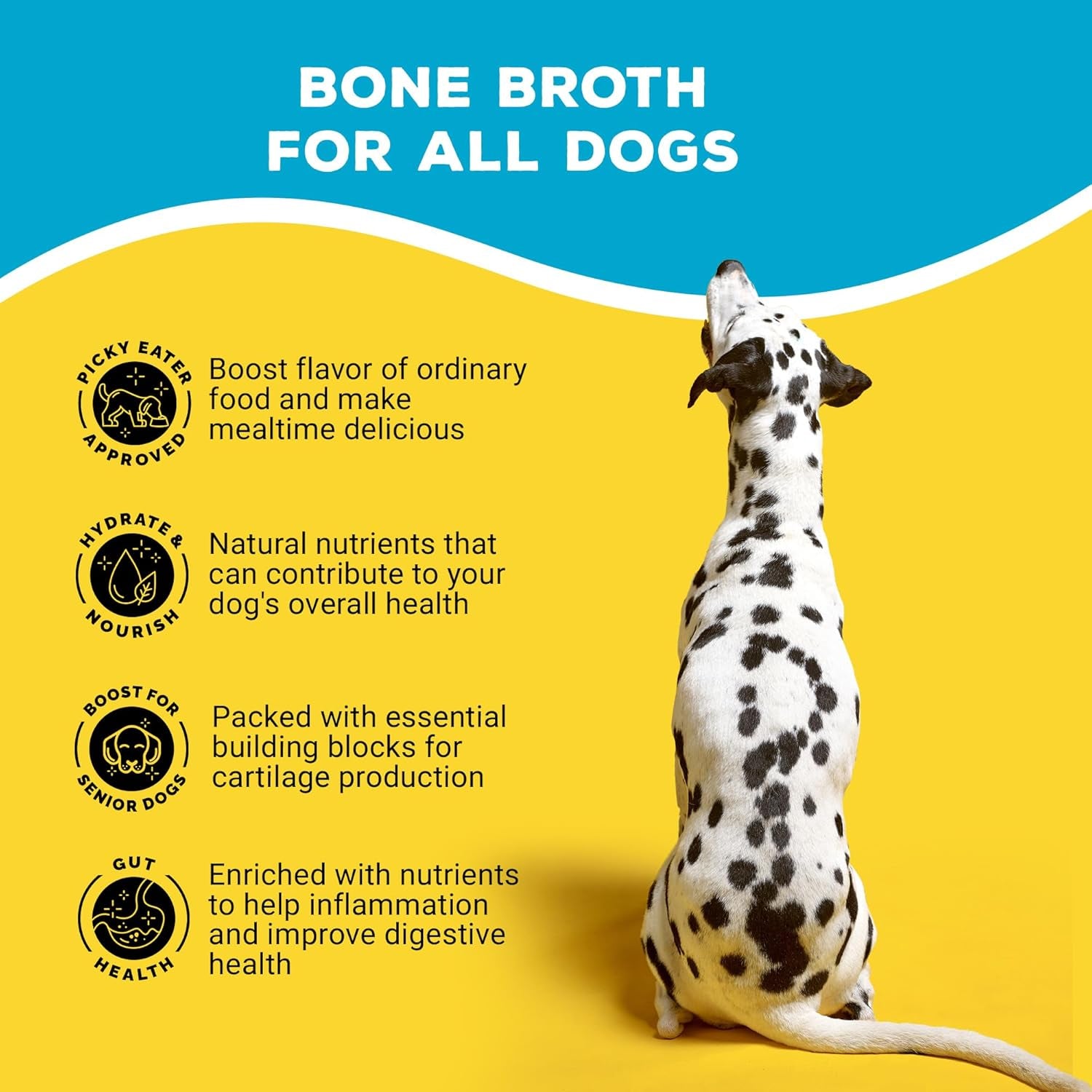 Brutus Beef Bone Broth for Dogs and Cats - All Natural Bone Broth with Chondroitin Glucosamine & Turmeric, Human Grade Dog Sauce Food Toppers for Picky Eaters & Dry Food -Tasty & Nutritious- Pack of 2