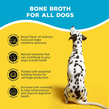 Brutus Beef Bone Broth for Dogs and Cats - All Natural Bone Broth with Chondroitin Glucosamine & Turmeric, Human Grade Dog Sauce Food Toppers for Picky Eaters & Dry Food -Tasty & Nutritious- Pack of 2