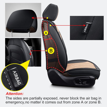 Leather Automotive Seats Cushion Set for Protectors, Front and Rear Split Bench Car Seat Covers, Easy to Install, Waterproof, Fit Universal Vehicle Cars&Suv(Full Set, Beige)