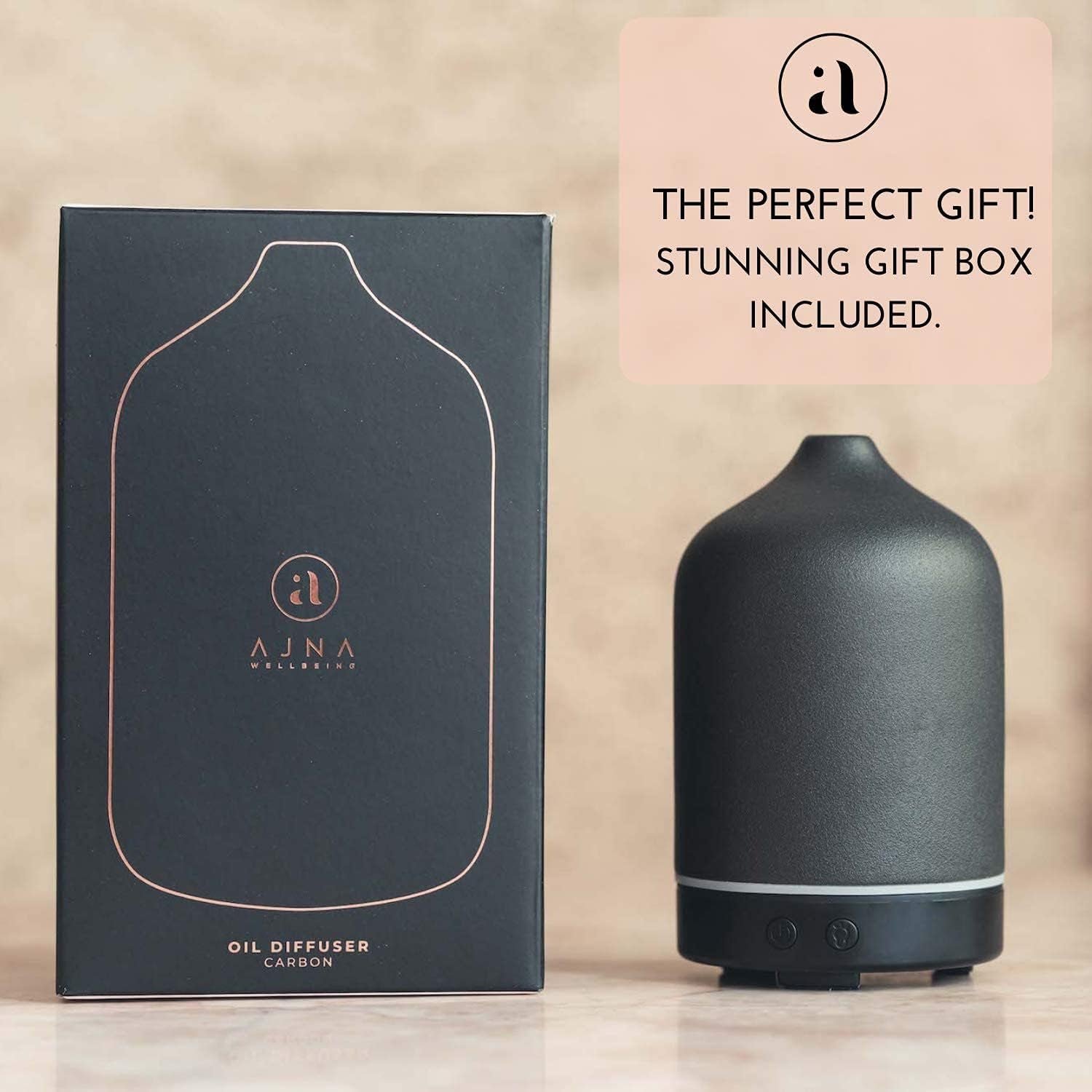 Ceramic Diffusers for Essential Oils - Elegant Stone Aromatherapy Diffuser for Home and Office - 3 in One Diffuse, Humidify and Ionize - Easy to Use - Carbon