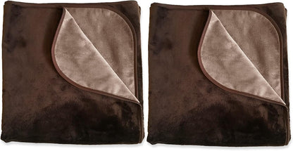 Silky Waterproof Throw for Protecting Furniture Bed Couch from Stains Caused by Dogs, Cats, Incontinence. Soft, Washable, Reversible (Size Small 2Pack 30X35 Inches, Color Chocolate/Cappuccino)