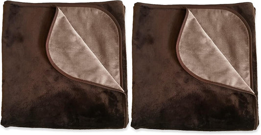 Silky Waterproof Throw for Protecting Furniture Bed Couch from Stains Caused by Dogs, Cats, Incontinence. Soft, Washable, Reversible (Size Small 2Pack 30X35 Inches, Color Chocolate/Cappuccino)