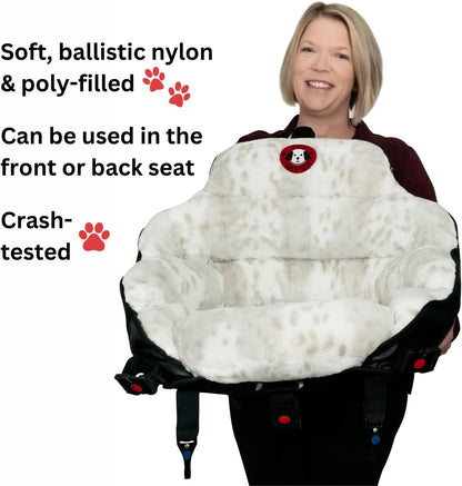 Dog Car Seats for Small and Medium Dogs | Crash-Tested Dog Bed for Cars | Compatible with Seat Belt Harness | Ideal for Dogs up to 30Lbs | Soft and Safe (Snow Leopard)