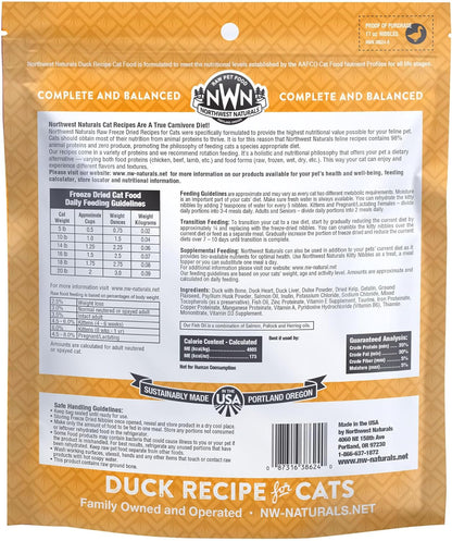 Freeze - Dried Duck - Grain Free Cat Food - Bite-Sized Nibbles - Healthy - Limited Ingredients, Human Grade - Complete & Balanced - All Natural - USA Made - 11 Oz