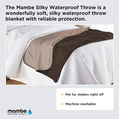Silky Waterproof Throw for Protecting Furniture Bed Couch from Stains Caused by Dogs, Cats, Incontinence. Soft, Washable, Reversible (Size Small 2Pack 30X35 Inches, Color Chocolate/Cappuccino)