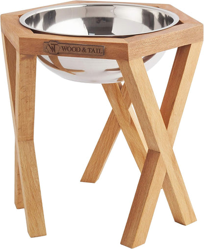 Dog Food Bowls with Stand, Elevated Dog and Cat Stand, Premium Raised Food and Water Stand with Stainless Steel Bowl (Single Bowl Medium (9,9" Tall)