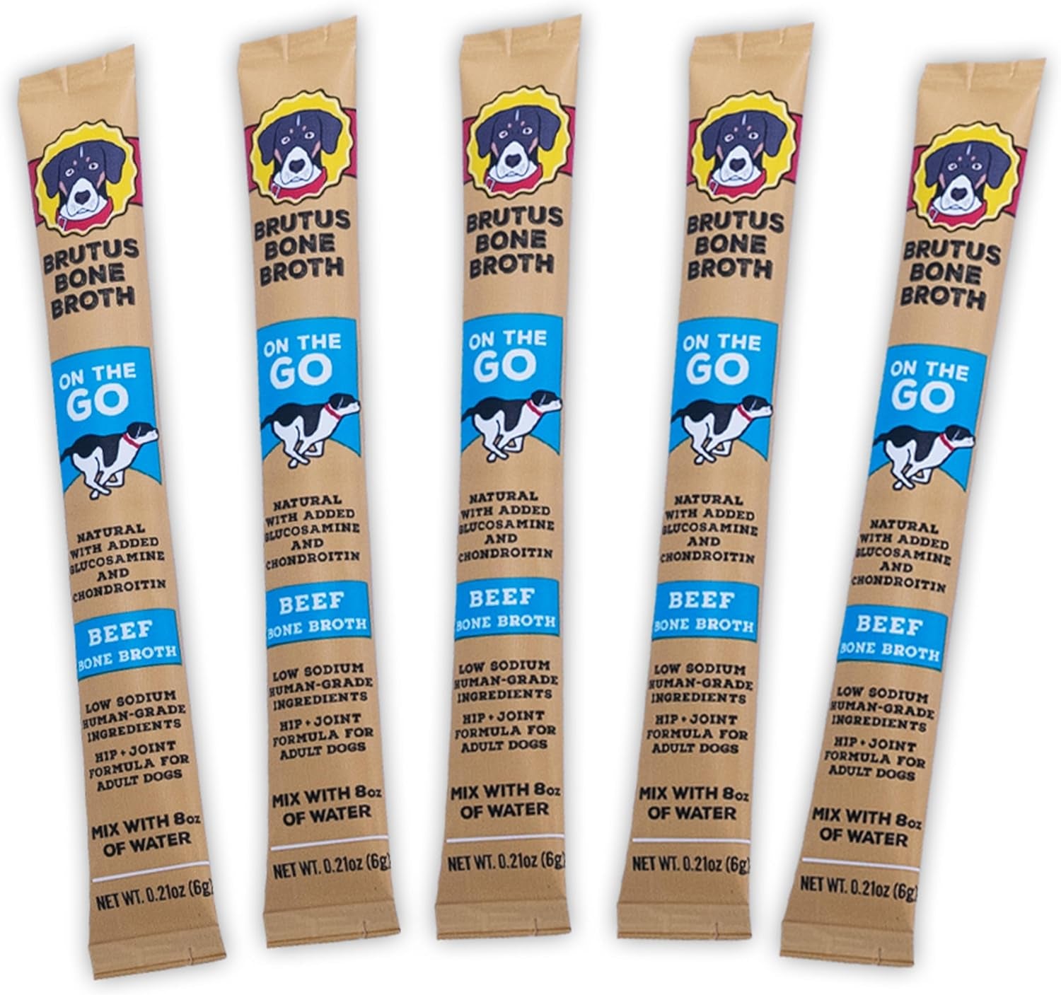 for Dogs - Bone Broth Powder with Chondroitin Glucosamine & Turmeric - Human Grade Dog Sauce Food Toppers for Dry Food & Picky Eaters - 5 Stick (Beef)