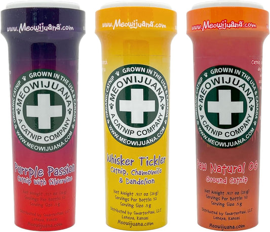 Meowijuana™ Organic Catnip Bottle Bundle – “Purrple Passion”