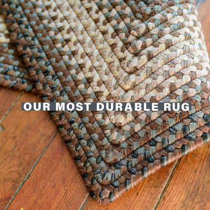 Driftwood Washable 8X10' Rug for Living Room, Bedroom Rug and Dining Room, Indoor-Outdoor Patio Rug Pet Friendly. Decor Style- Farmhouse Rug, Rustic, Country, Dark Brown Braided Rug