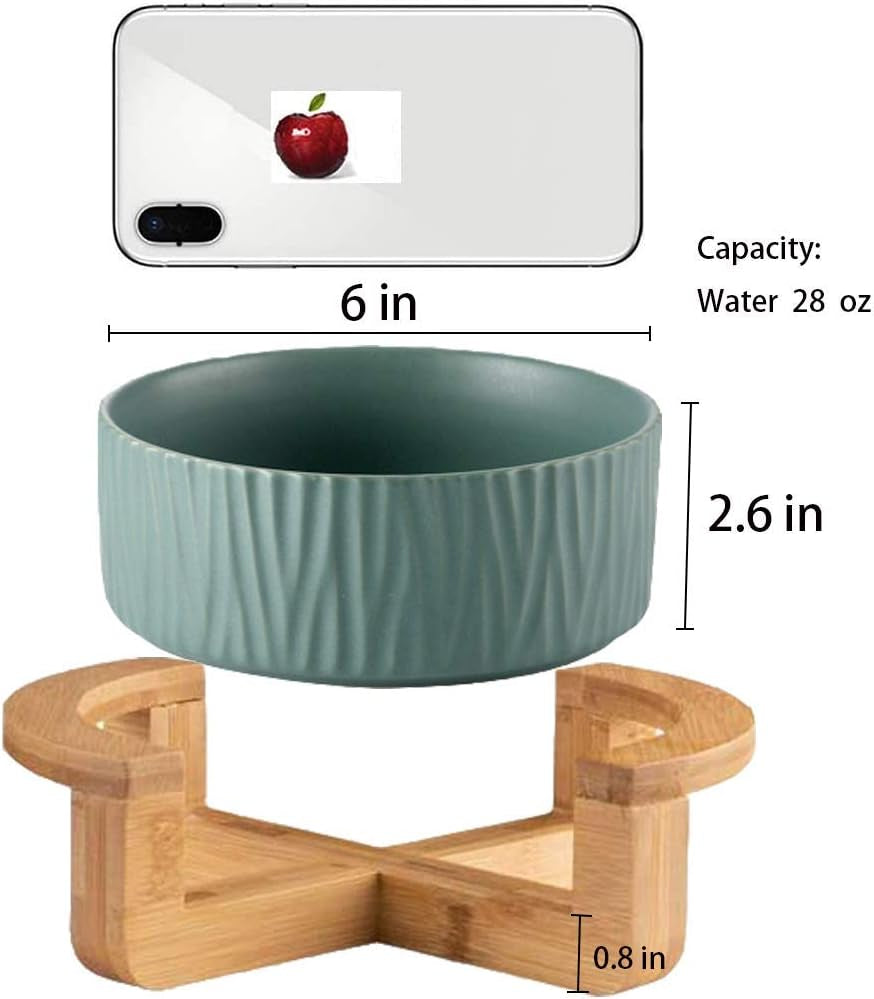 Ceramic Pet Bowls with Stand - Dog Cat Water Bowl Food Dish -Heavy Weighted & No Tip over Pet Comfort Feeding Bowls