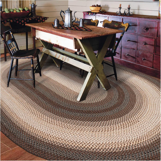 Driftwood Washable 8X10' Rug for Living Room, Bedroom Rug and Dining Room, Indoor-Outdoor Patio Rug Pet Friendly. Decor Style- Farmhouse Rug, Rustic, Country, Dark Brown Braided Rug