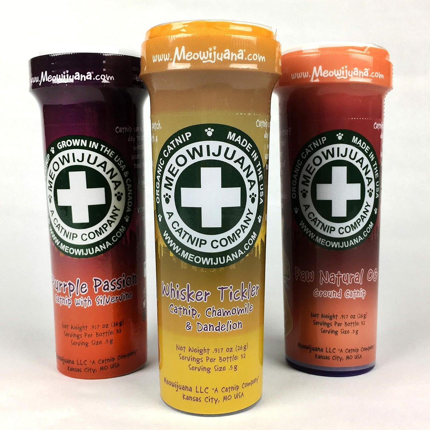 Meowijuana™ Organic Catnip Bottle Bundle – “Purrple Passion”