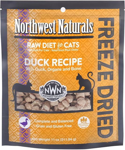 Freeze - Dried Duck - Grain Free Cat Food - Bite-Sized Nibbles - Healthy - Limited Ingredients, Human Grade - Complete & Balanced - All Natural - USA Made - 11 Oz