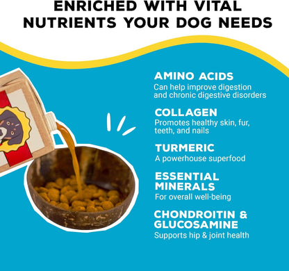 Brutus Beef Bone Broth for Dogs and Cats - All Natural Bone Broth with Chondroitin Glucosamine & Turmeric, Human Grade Dog Sauce Food Toppers for Picky Eaters & Dry Food -Tasty & Nutritious- Pack of 2
