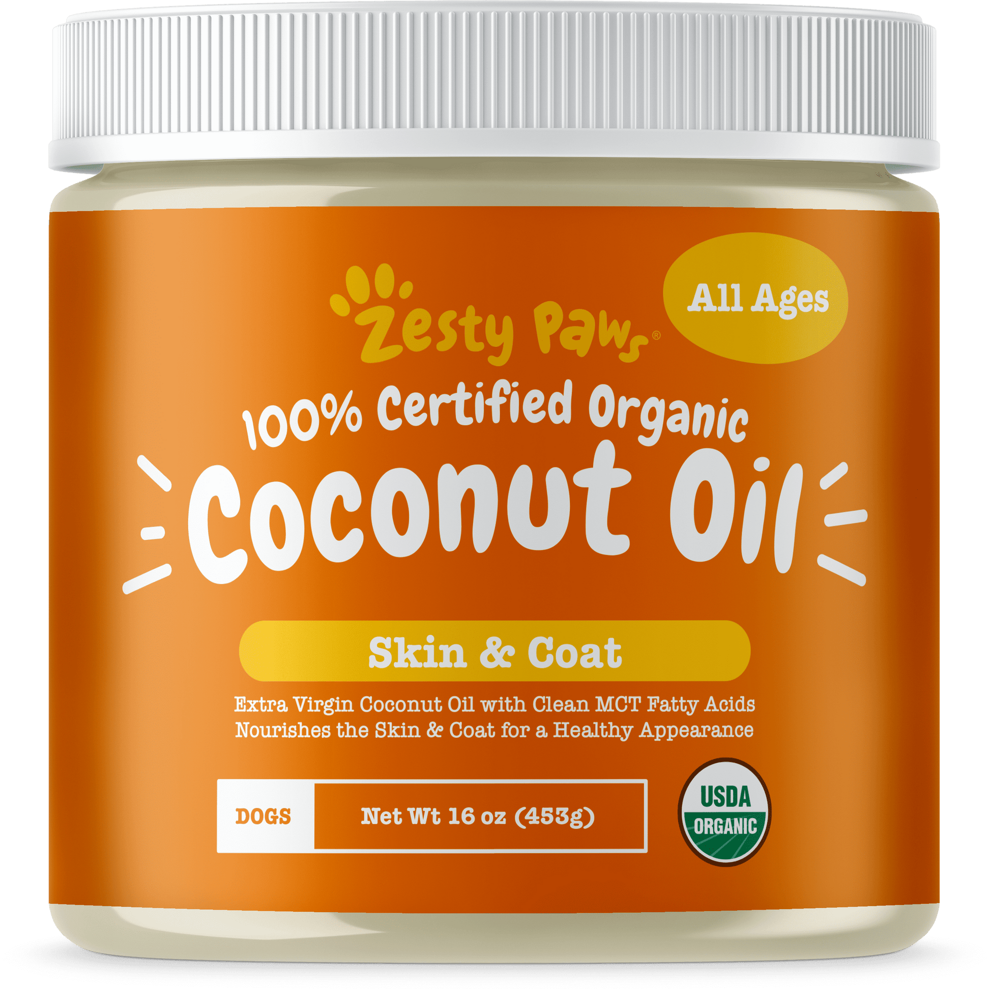 Organic Coconut Oil for Dogs & Cats, 16Oz Jar