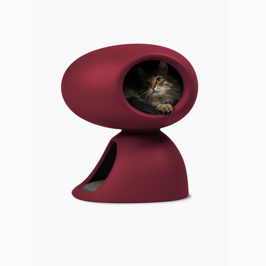 Bordeaux Cat Retreat – Designer Cave Bed with Scratching Post