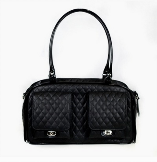 Marlee Quilted Pet Carrier – Black Designer Travel Bag