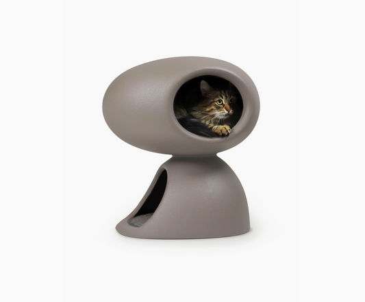 Ashstone Cat Retreat – Designer Cave Bed with Scratching Post