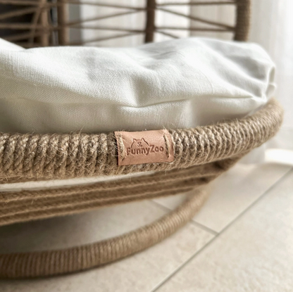 The Rocking Nest – Natural Jute Pet Bed with Soft Cushion