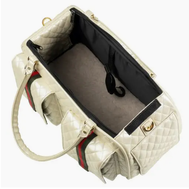 Marlee 2 Quilted Luxe Pet Carrier – Ivory with Classic Stripe