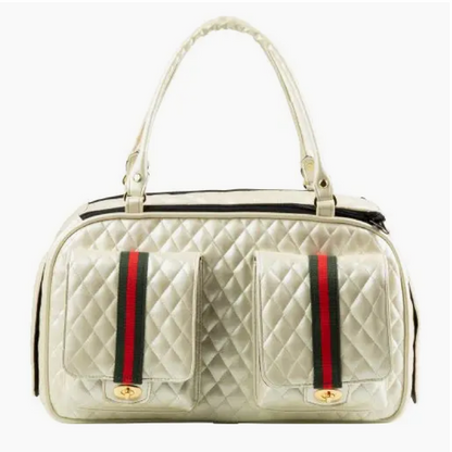 Marlee 2 Quilted Luxe Pet Carrier – Ivory with Classic Stripe