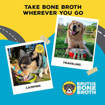 for Dogs - Bone Broth Powder with Chondroitin Glucosamine & Turmeric - Human Grade Dog Sauce Food Toppers for Dry Food & Picky Eaters - 5 Stick (Beef)